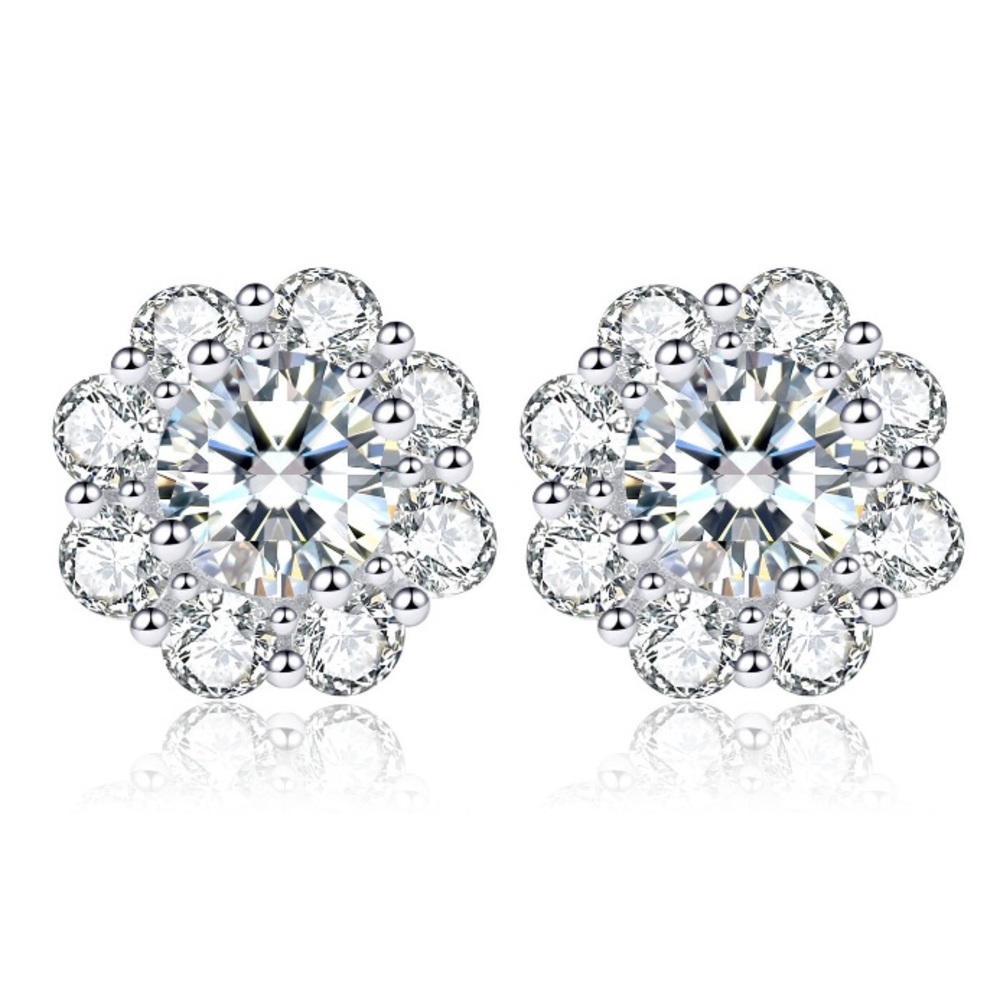 Cubic Zirconia Charms Flowers Bridal Earrings